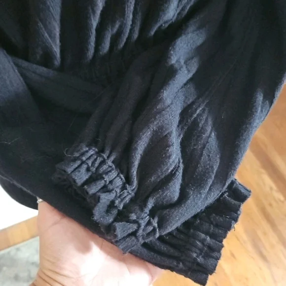 We The Free Womens Black Cropped Ribbed Knit Long Sleeve Top S - Picture 7 of 13